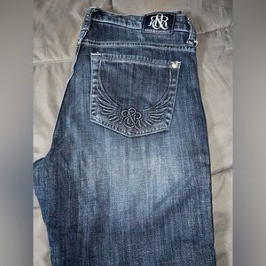 Rock & Republic 14 Long Jeans bootcut.  Embroidered back pockets.